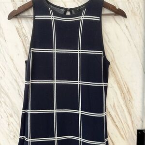 Ann Taylor Navy and White Grid Tank Top